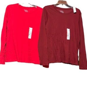 ⭐️ Time & Tru NWT long sleeve crew neck tee maroon available in S or M